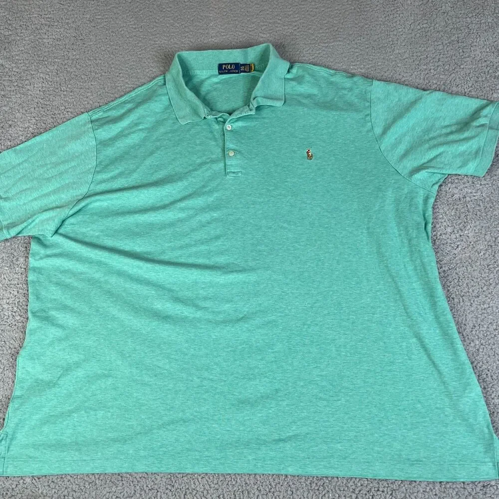 POLO RALPH LAUREN Shirt Mens 4XB Green Big & Tall Short Sleeve Flesh Pony Logo